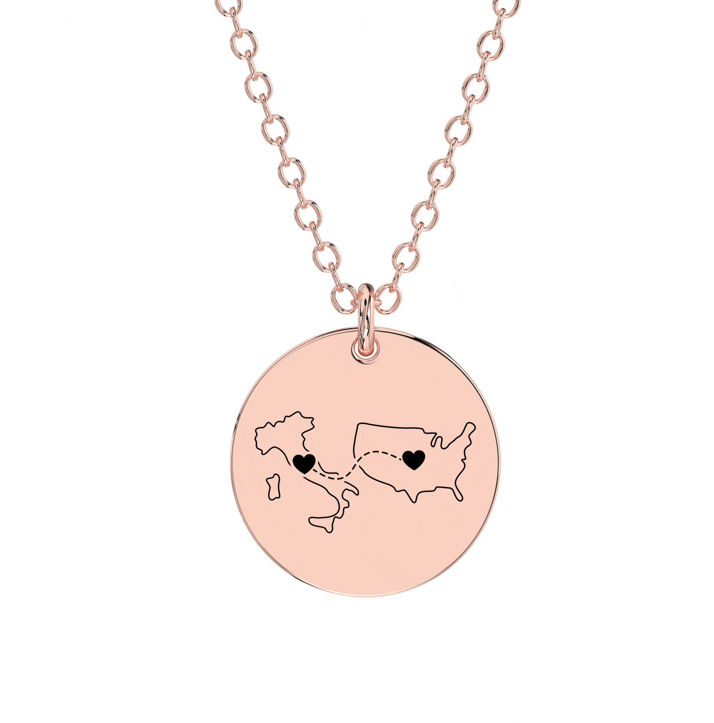 Dual Maps Engraved Necklace