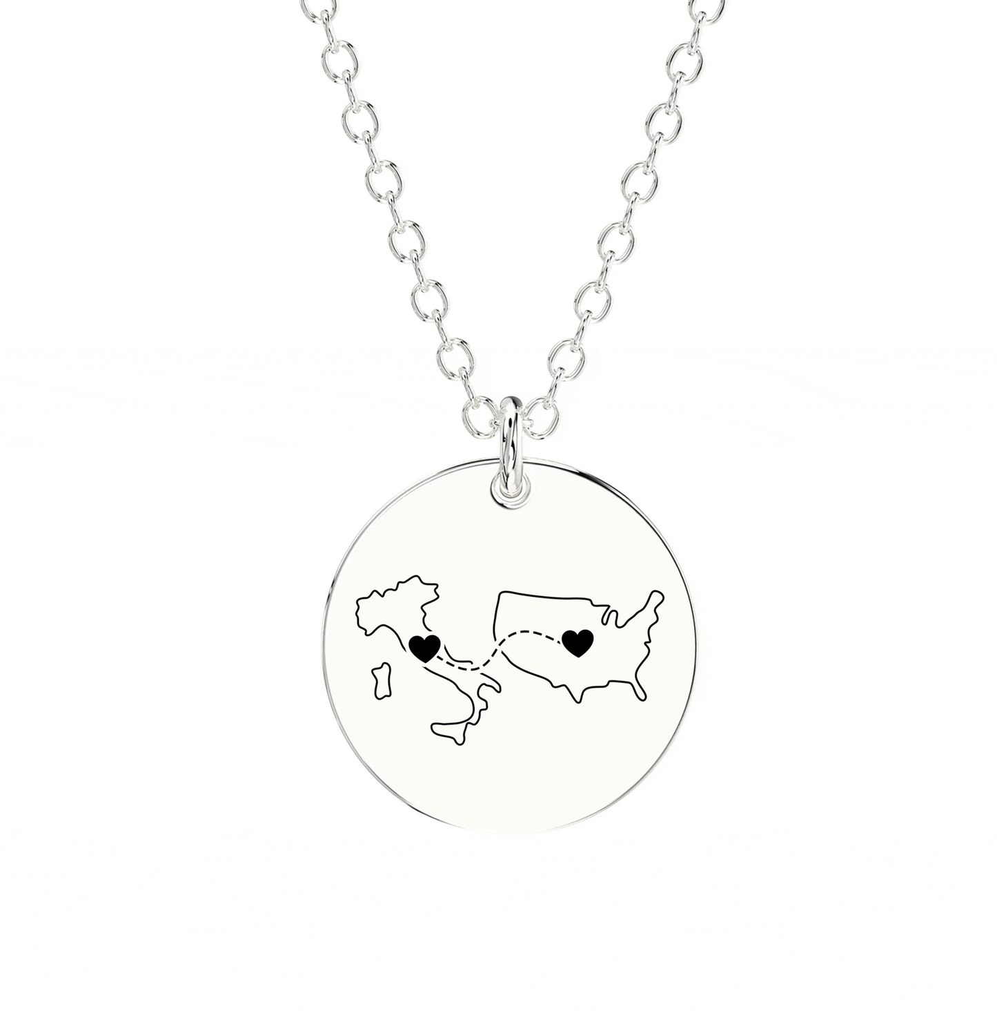 Dual Maps Engraved Necklace