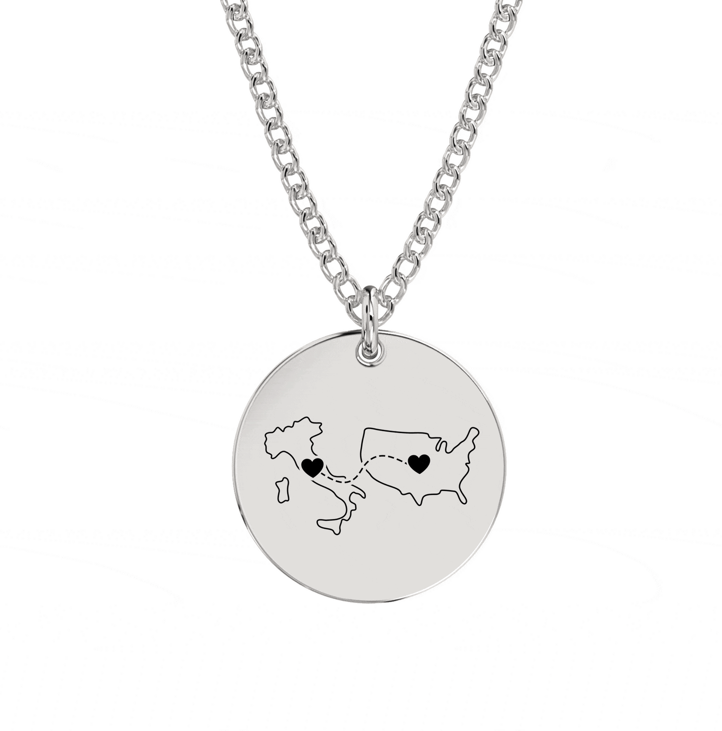 Dual Maps Engraved Necklace