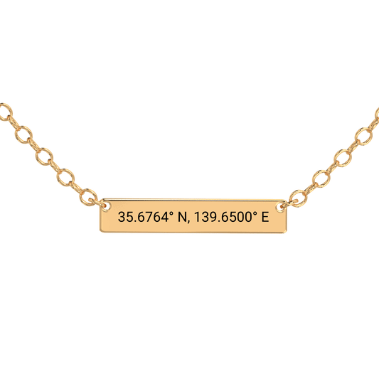 Coordinate Engraved Horizontal Bar Necklace