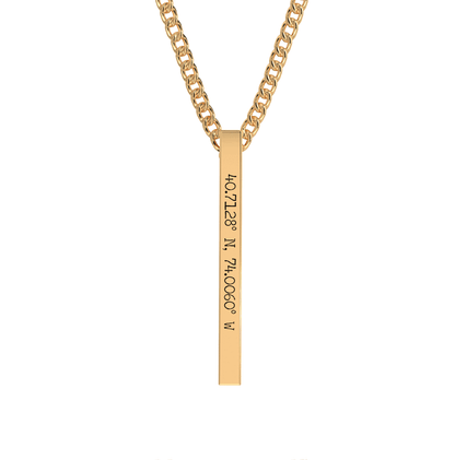 Coordinate Engraved Bar Necklace