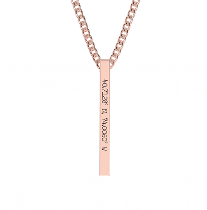 Coordinate Engraved Bar Necklace