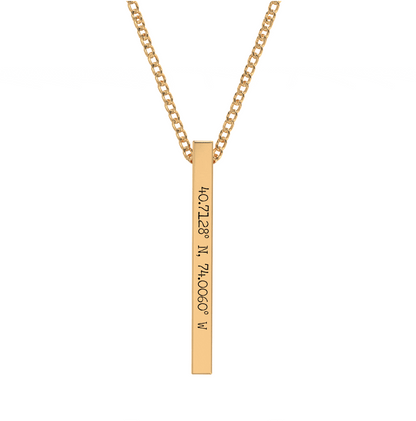 Coordinate Engraved Bar Necklace
