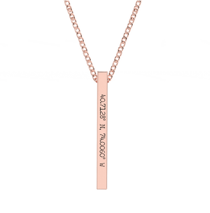 Coordinate Engraved Bar Necklace