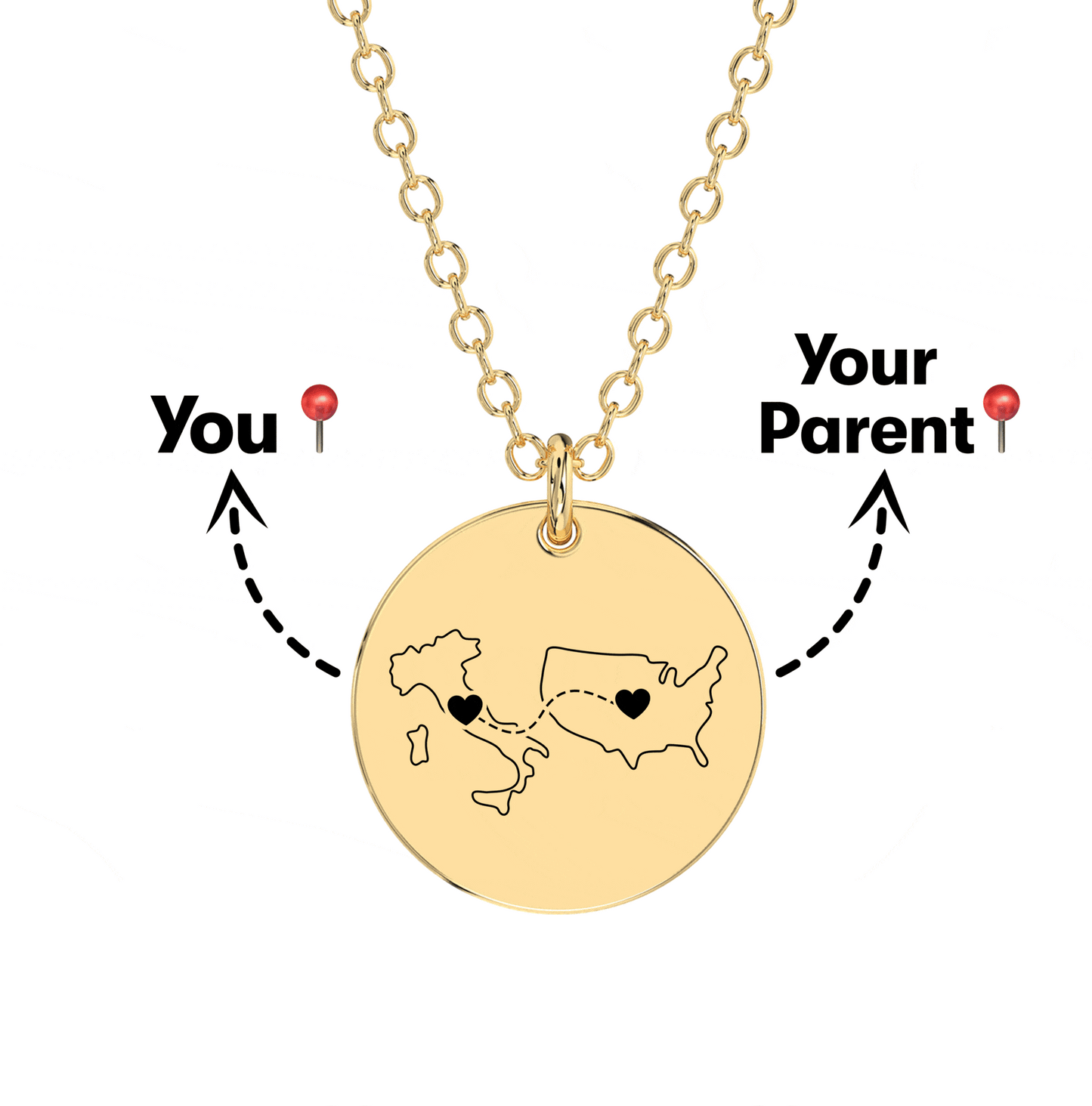 Long Distance Engraved Necklace