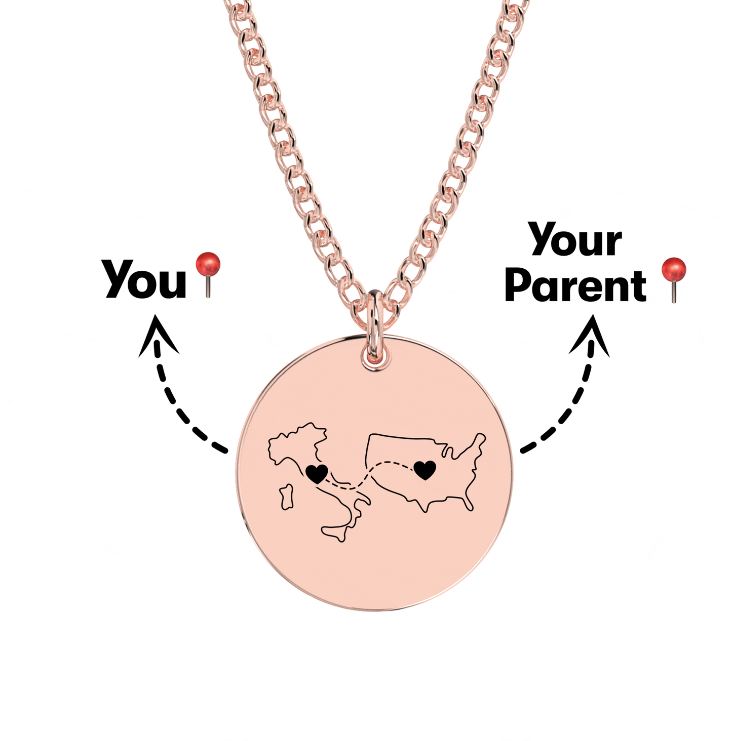 Long Distance Engraved Necklace
