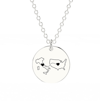 Dual Maps Engraved Necklace