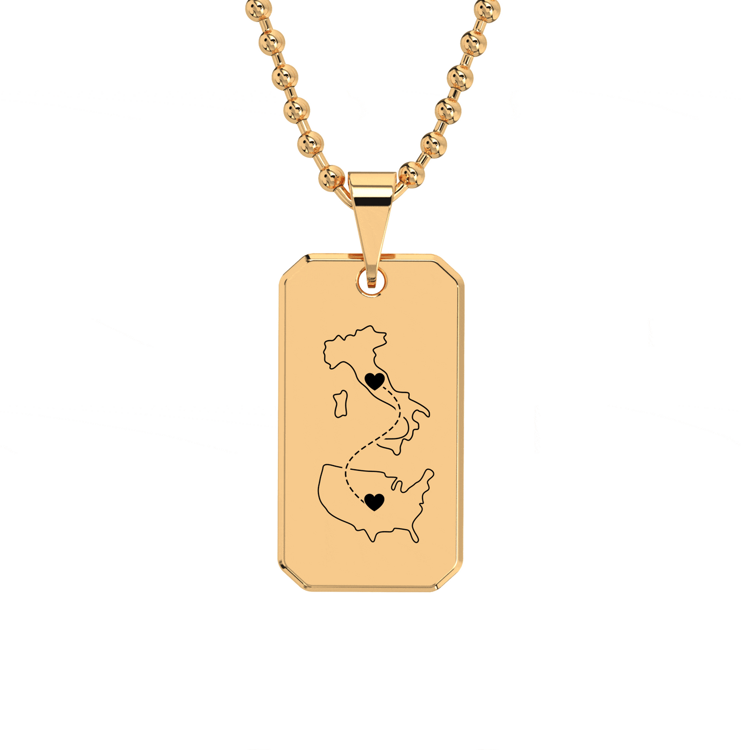 Dual Maps Engraved Dogtag Necklace