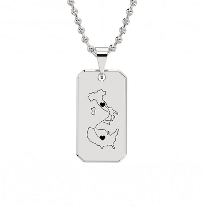 Dual Maps Engraved Dogtag Necklace