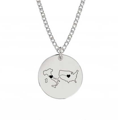 Dual Maps Engraved Necklace