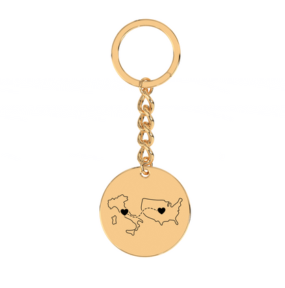 Dual Maps Engraved Keychain